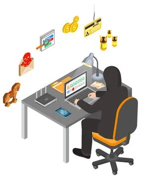Hacker Isometric Concept Stock Illustration