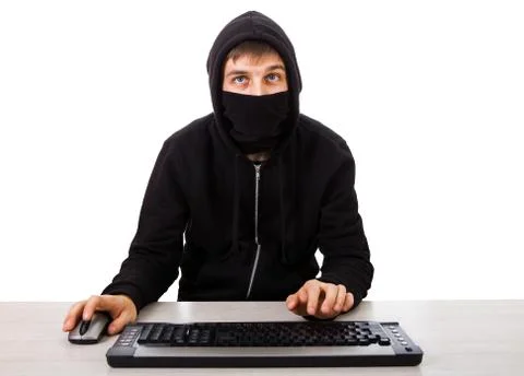 Hacker with a Keyboard Stock Photos