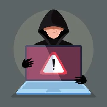 Hacker with laptop computer icon Stockillustratie