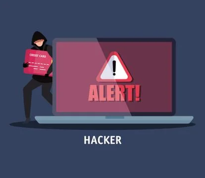 Hacker with laptop computer icon 库存插图