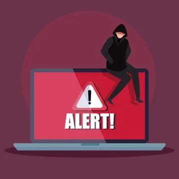 Hacker with laptop computer icon イラスト素材