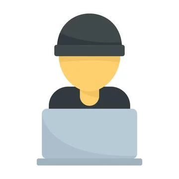 Hacker laptop icon flat isolated Stock Illustration