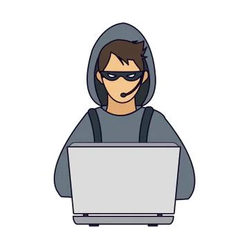 Hacker with laptop イラスト素材
