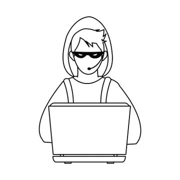 Hacker with laptop Stock-Illustration