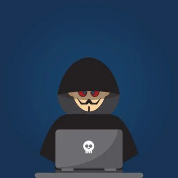Hacker at laptop Illustrazione stock