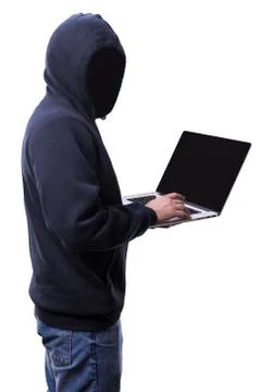 Hacker with laptop 스톡 사진