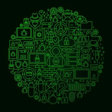 Hacker Line Circle Concept Stock Illustration