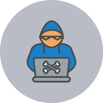 Hacker Line Filled Circle Icon Stock Illustration