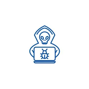 Hacker line icon concept. Hacker flat vector symbol, sign, outline illustration 스톡 일러스트
