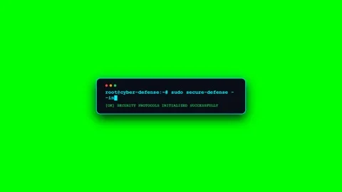 Hacker Linux Terminal Prompt Executing Cyber Security Commands on Green Screen 動画素材 345878227