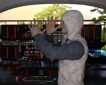 Hacker making fun of us you cant catch me 스톡 일러스트