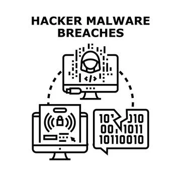 Hacker malware breaches cyber security system data 库存插图