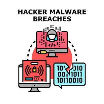 Hacker malware breaches cyber security system data Illustration