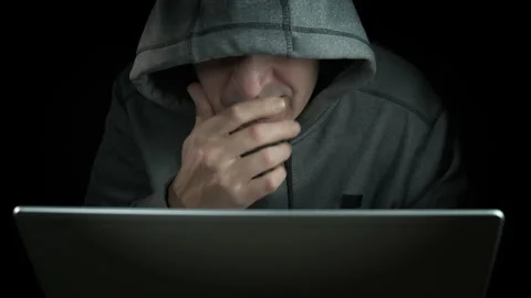 Hacker man have e work at night Stock Footage 303382841