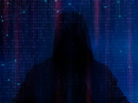 Hacker man steal information. Guy in hood without face 写真素材