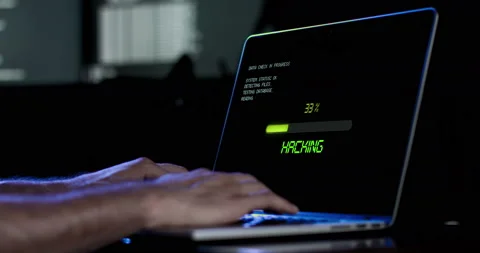 Hacker Man Working On Computer Screen Stock Footage 154930389