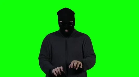 Hacker in Mask Breaking System Success Greenscreen Stock Footage 20455763