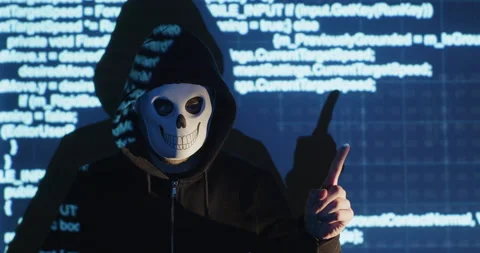 A hacker in a mask Stock Footage 195456450
