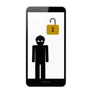 Hacker in the mask inside the smartphone Illustrazione stock