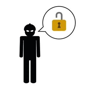 Hacker in the mask talking about safety Stock Illustration