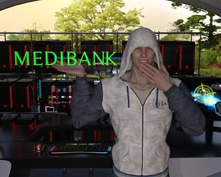 Hacker medibank data breach Stock Illustration