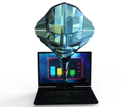 Hacker melware on laptop Stock Illustration