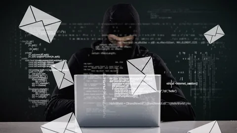 Hacker messing with emails and codes Stock Footage 108609441