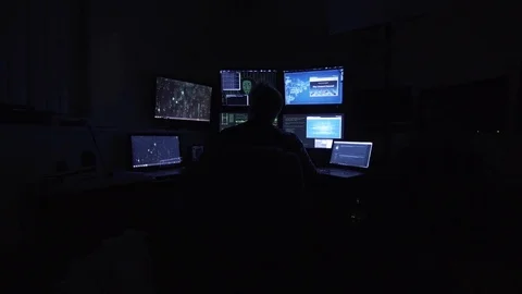 Hacker Monitors Diagnostics Push In Touch Screen Laptop Stock-Footage 72876593