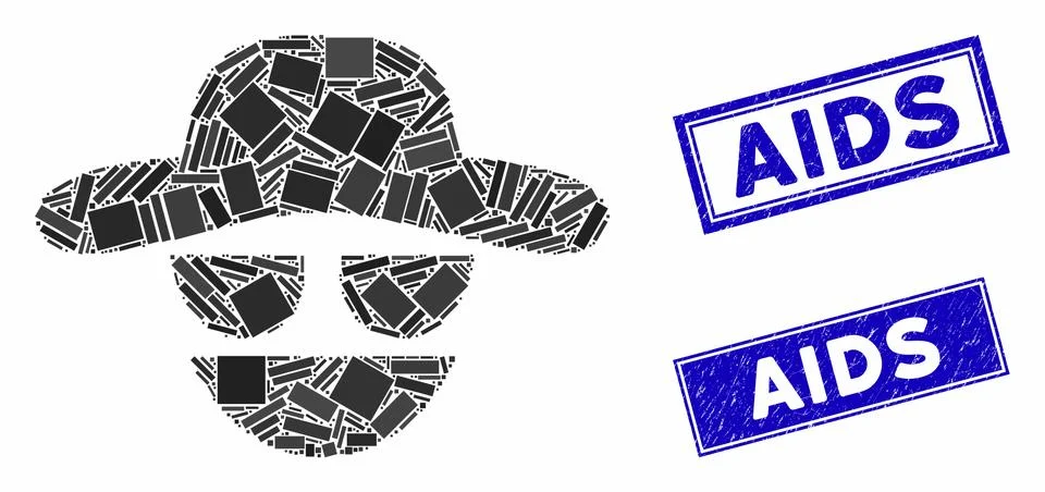 Hacker Mosaic and Grunge Rectangle Watermarks Illustrazione stock