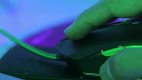 Hacker mouse close up on neon style Stock Footage 230195626