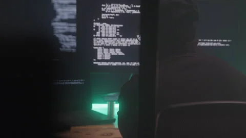 Hacker Nervously Checking His Coding Work Stock Footage 208787523