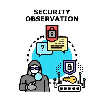 Hacker observing network security and data protection Stock Illustration