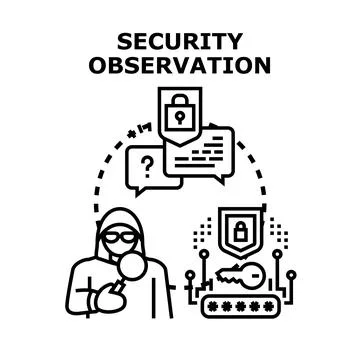 Hacker observing network security and data protection Stock Illustration