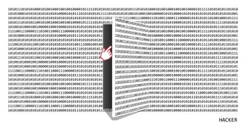 Hacker opens the door Illustrazione stock