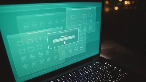 Hacker or spy enters system server typing correct password gains access Видео 330740154