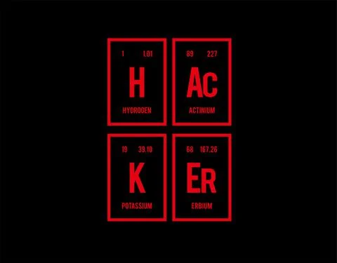 Hacker - Periodic Table of Elements on black background in vector illustratio イラスト素材