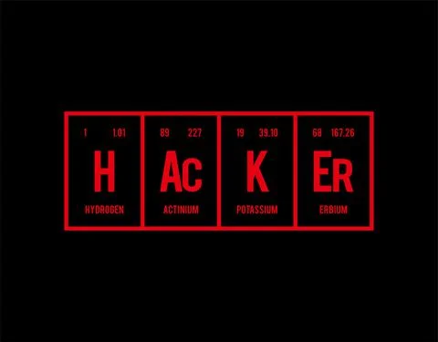 Hacker - Periodic Table of Elements on black background in vector illustratio イラスト素材