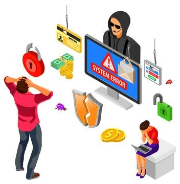 Hacker Phishing Activity Isometric Concept Illustrazione stock