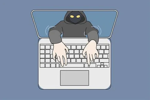 Hacker phishing online on computer stealing data Stock Illustration