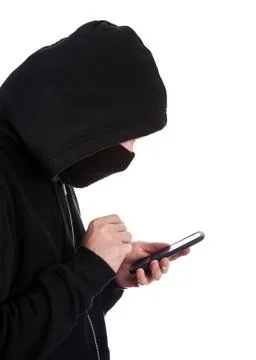 Hacker with a Phone Foto stock