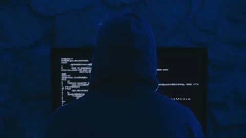 Hacker planning cyber attack in the dark Stock Footage 285862073