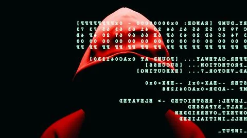Hacker portrait with digital code. 3d rendering Stock Illustration