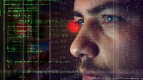 Hacker prepares cyber attack with virus coding Stock Footage 75685523