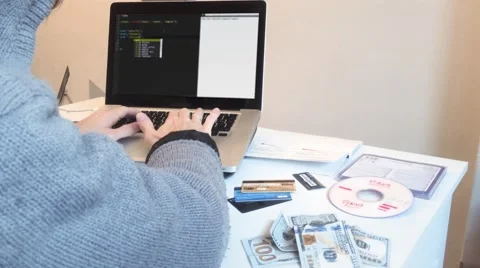 Hacker Prepares Virtual Attack In Cyberspace, Source Code 스톡 동영상 67887353