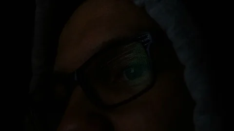 Hacker program the command line, the reflection in the program code of the Stock Footage 86897446