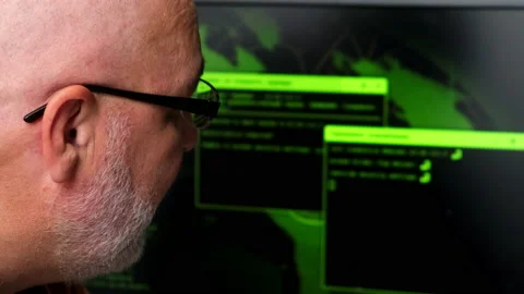 Hacker programmer trying to break computer security. Stock-Footage 198203246