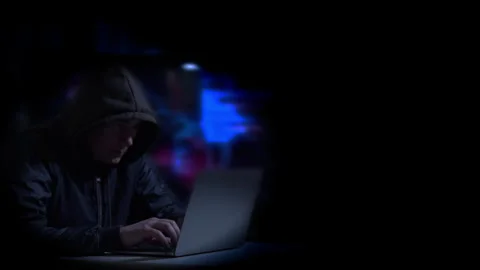 Hacker programmer uses computer to attack website and tries to crack passwo.. Stock Footage 294751806