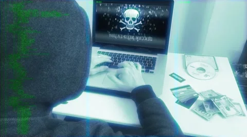 Hacker Programming Computer Virus Attack Stock Footage