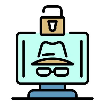 Hacker protected icon color outline vector Stock Illustration