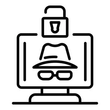 Hacker protected icon, outline style Illustrazione stock